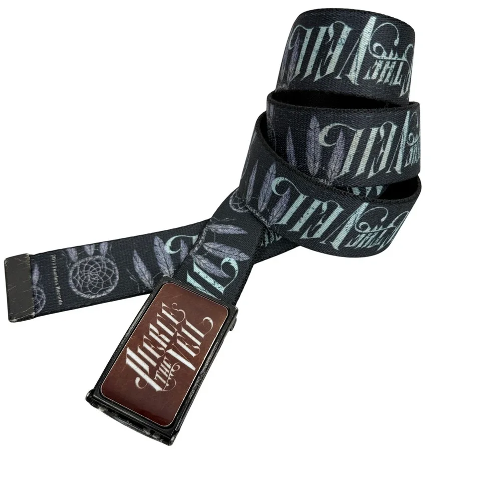 Pierce The Veil Belt Mens Black Webbed Flip Top Buckle Dreamcatcher Open Y2K